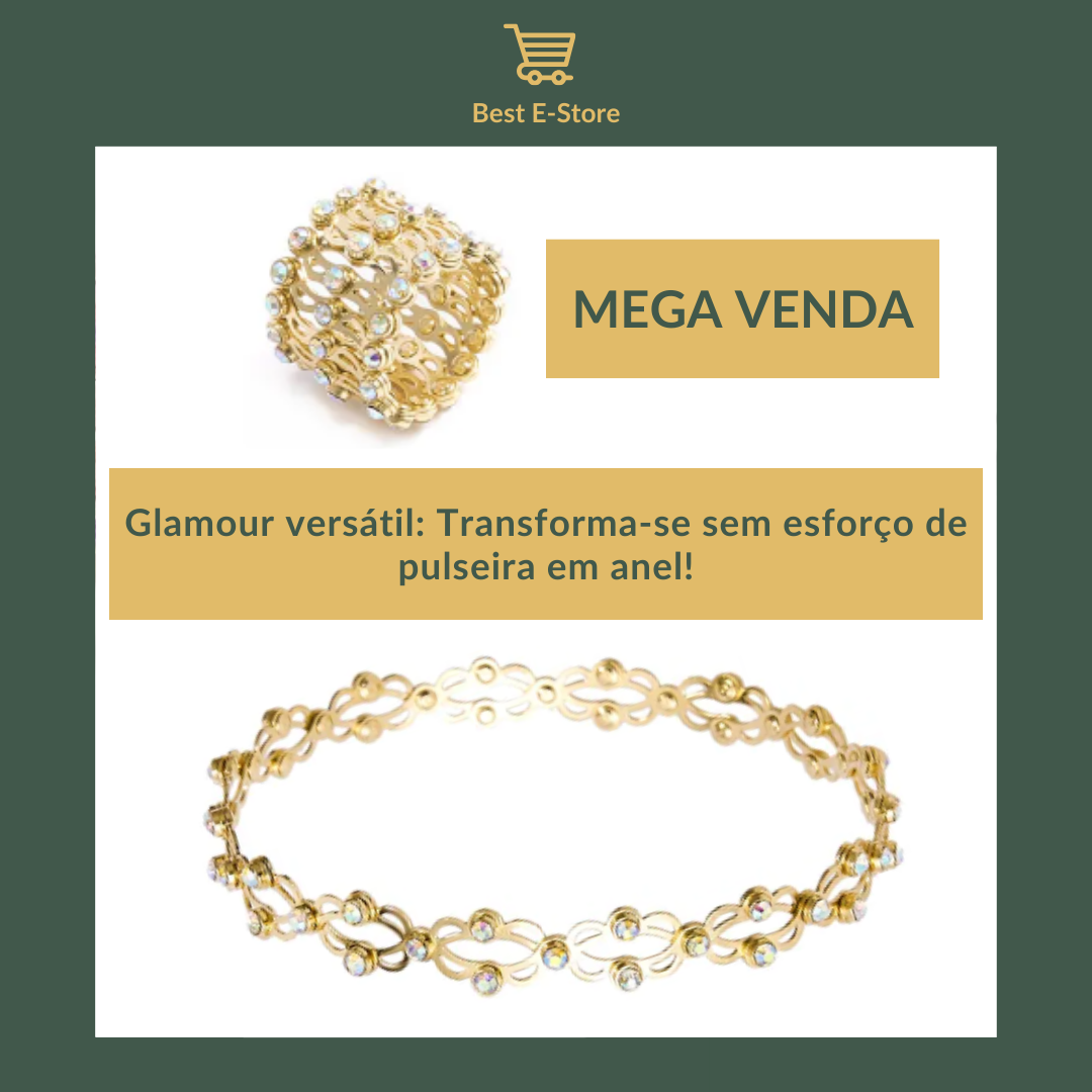 🎁 O presente perfeito: Anel de pulseira conversível com Glamour CZ cintilante 💎