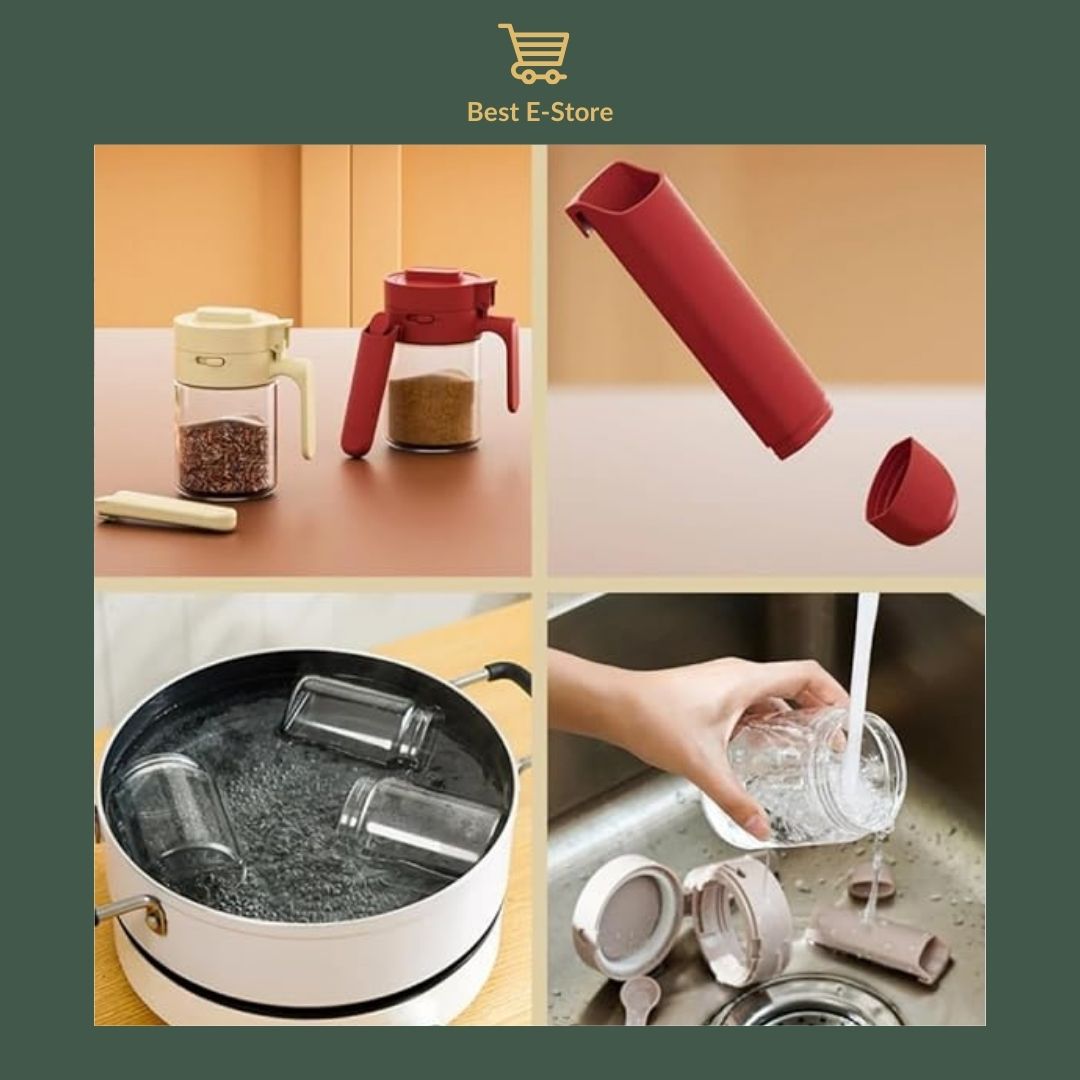 🌟 Kitchen Essential: Spice Jars with Lock & Measuring Spoon 🥄👩‍🍳