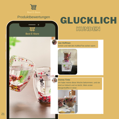 🌼 Floral Fusion: Doppelwandige Glasbecher