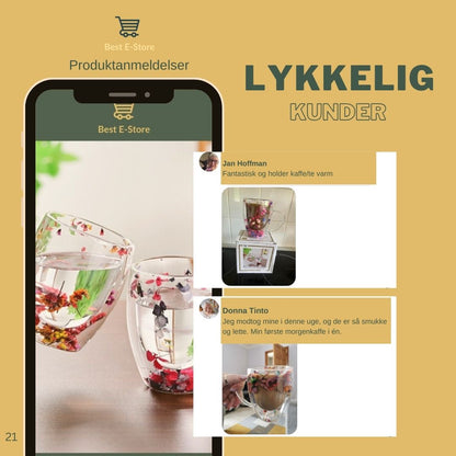 🌼Floral Fusion: Dobbeltvæggede glaskopper