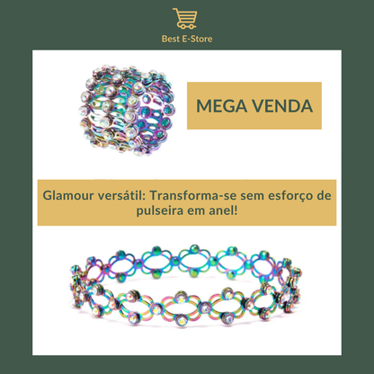 🎁 O presente perfeito: Anel de pulseira conversível com Glamour CZ cintilante 💎