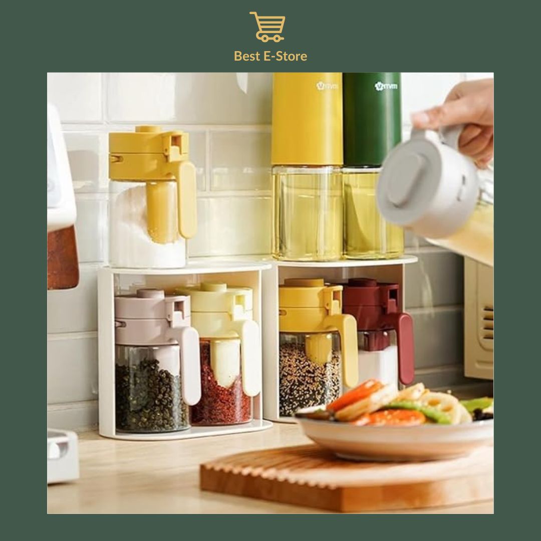 🌟 Kitchen Essential: Spice Jars with Lock & Measuring Spoon 🥄👩‍🍳