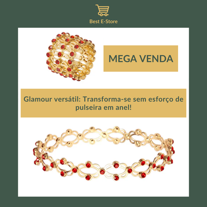 🎁 O presente perfeito: Anel de pulseira conversível com Glamour CZ cintilante 💎