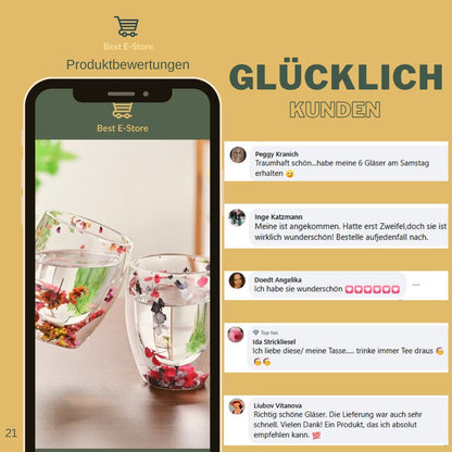 🌼 Floral Fusion: Doppelwandige Glasbecher