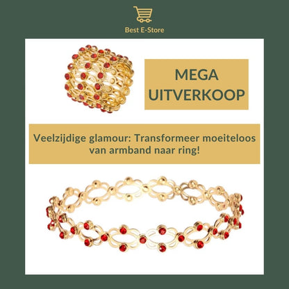 🎁 Het perfecte cadeau: Omkeerbare Bangle Ring  Fonkelende CZ Glamour 💎