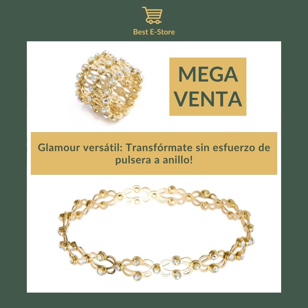 🎁 El regalo perfecto: Anillo brazalete convertible circonitas brillantes Glamour 💎