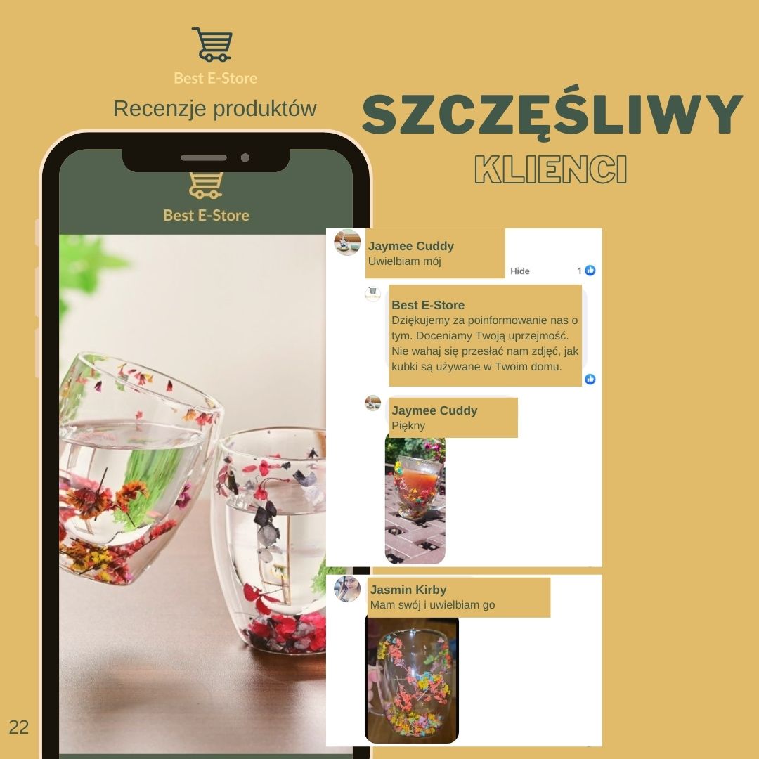 🌼 Floral Fusion: Szklane Kubki Podwójnymi Sciankami