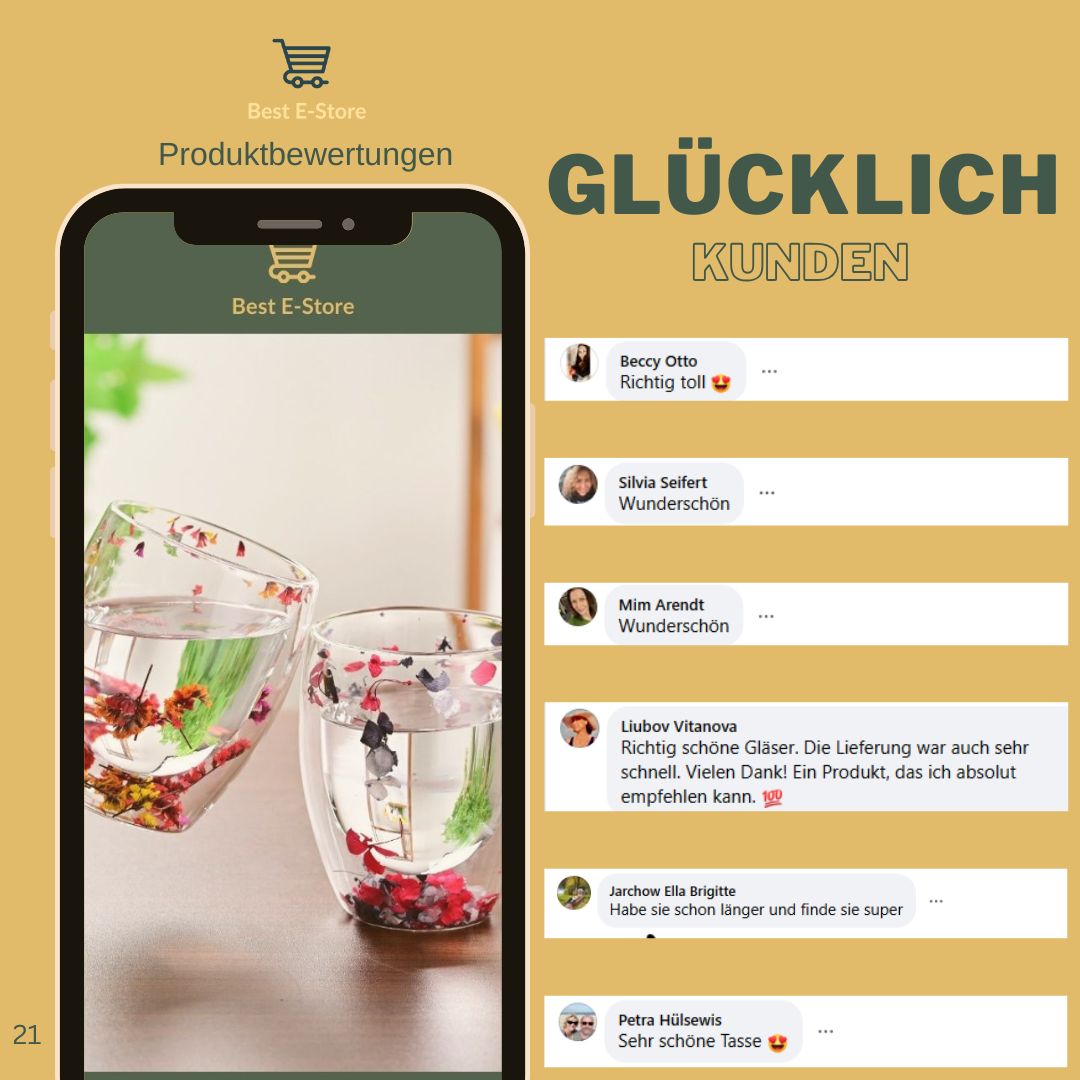 🌼 Floral Fusion: Doppelwandige Glasbecher