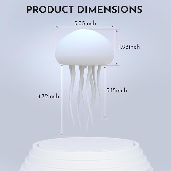 Floating Jellyfish Light Lamp - Voice Control RGB Gradient Moving Tentacles Flying Jelly Fish Bedside Table Lamp - Rechargeable Touch Sensor Hanging LED Dancing Jellyfish Night Lamps for Kids Adults