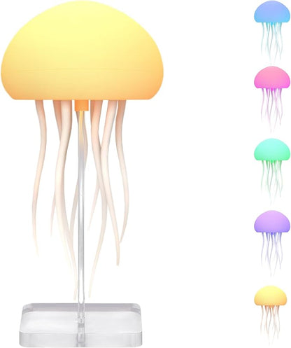 Floating Jellyfish Light Lamp - Voice Control RGB Gradient Moving Tentacles Flying Jelly Fish Bedside Table Lamp - Rechargeable Touch Sensor Hanging LED Dancing Jellyfish Night Lamps for Kids Adults