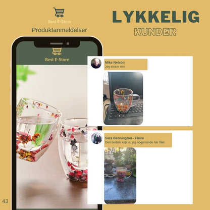 🌼Floral Fusion: Dobbeltvæggede glaskopper