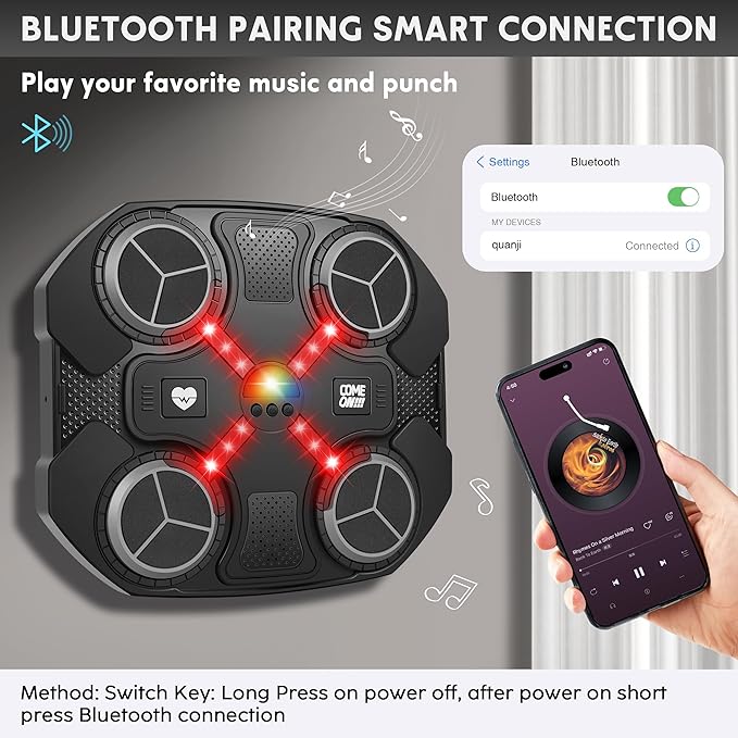 Music Boxing Machine Sport Toys for Kids,Wall Mounted Bluetooth Smart Punching Target Toys,Training Pad Toy with Boxing Glove,Ideas Toys for Boys Girls Kids 3 4 5 6 7 8 9 10 11 12+ Years Old