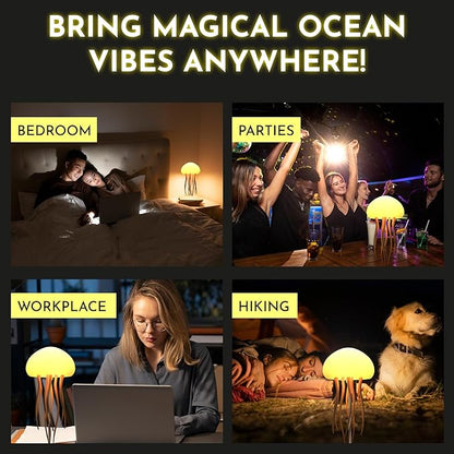 Floating Jellyfish Light Lamp - Voice Control RGB Gradient Moving Tentacles Flying Jelly Fish Bedside Table Lamp - Rechargeable Touch Sensor Hanging LED Dancing Jellyfish Night Lamps for Kids Adults