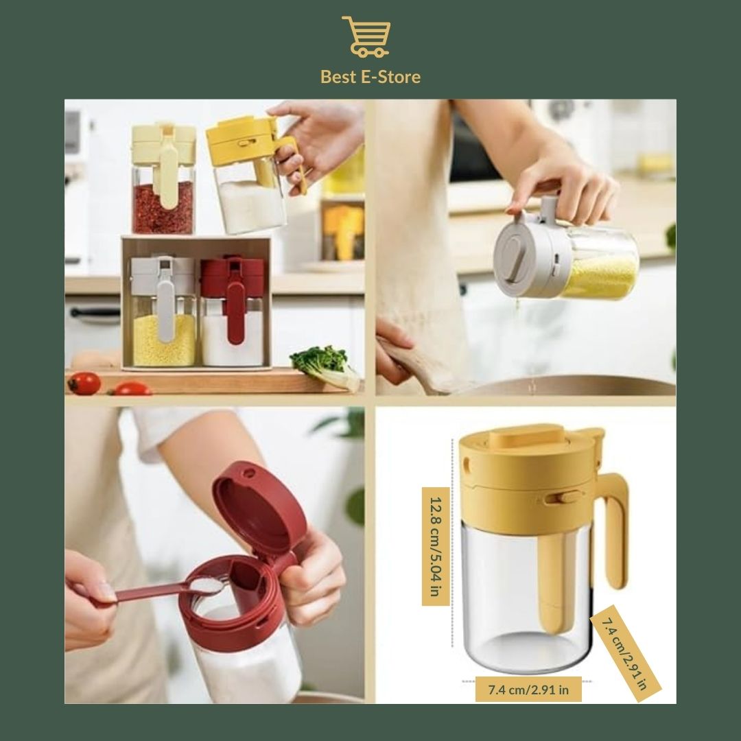 🌟 Kitchen Essential: Spice Jars with Lock & Measuring Spoon 🥄👩‍🍳