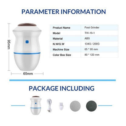 Foot File Electric Pedicure Callus Hard Skin Remover Foot Care Tools, USB Rechargeable Portable Waterproof Pedicure Set