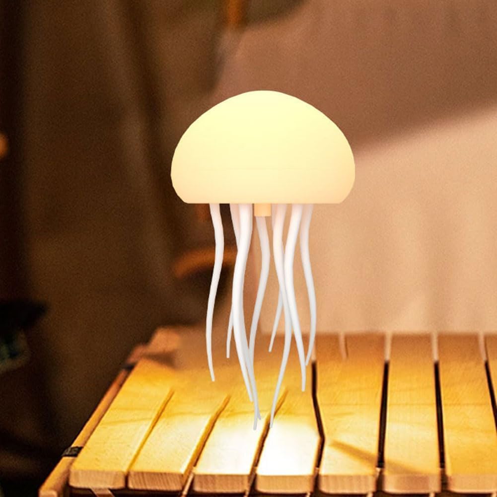 Floating Jellyfish Light Lamp - Voice Control RGB Gradient Moving Tentacles Flying Jelly Fish Bedside Table Lamp - Rechargeable Touch Sensor Hanging LED Dancing Jellyfish Night Lamps for Kids Adults