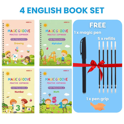 Magic Writing Book- Reusable Handwriting Practice with Disappearing Ink 4pc Set