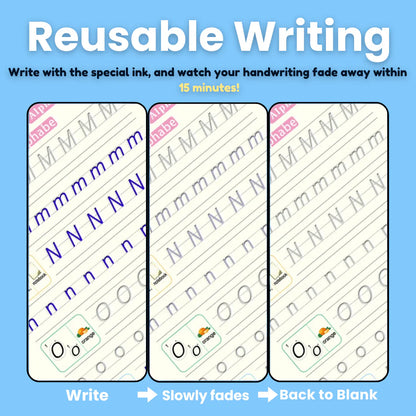 Magic Writing Book- Reusable Handwriting Practice with Disappearing Ink 4pc Set