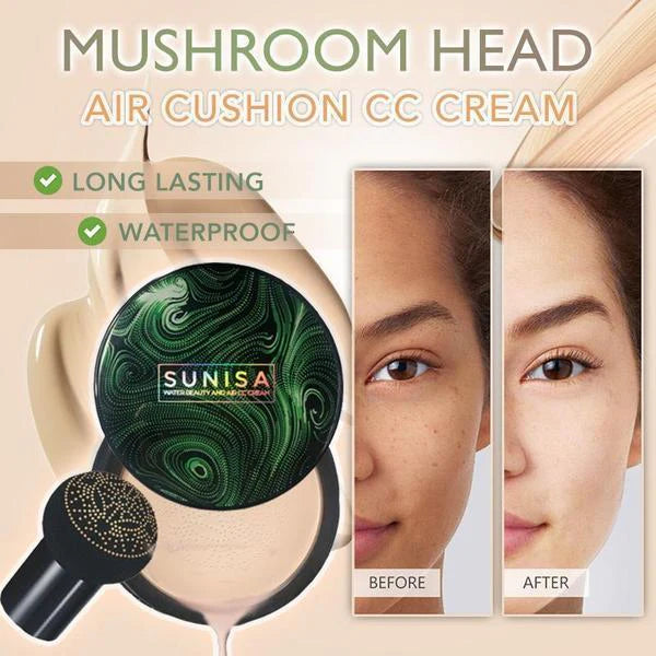 SUNISA Foundation Base Water proof Mushroom Head Air Cushion BB CC Cream Moisturizing Liquid Foundation with Sponge
