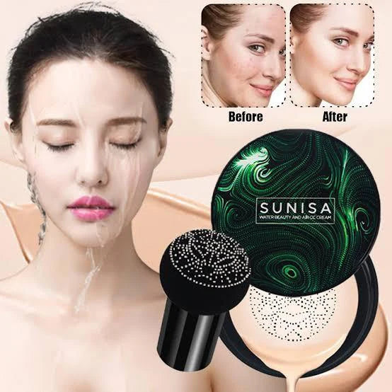 SUNISA Foundation Base Water proof Mushroom Head Air Cushion BB CC Cream Moisturizing Liquid Foundation with Sponge