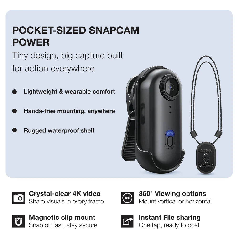 SnapCam GO – Compact 4K Hands-Free POV Camera